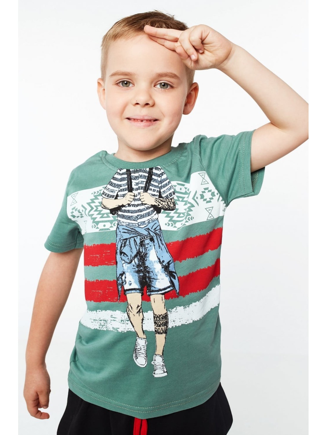 Boy\'s T-shirt with print, green NDZ4461 - Online store - Boutique